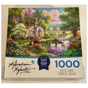 Abraham Hunter Joyful Chapel 1000 Piece Puzzle RoseArt Complete w/ Poster